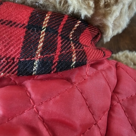 Harrods Jasper 2014 Bear with Red Quilted and Plaid Jacket, Stuffy, Plushie - Picture 9 of 9